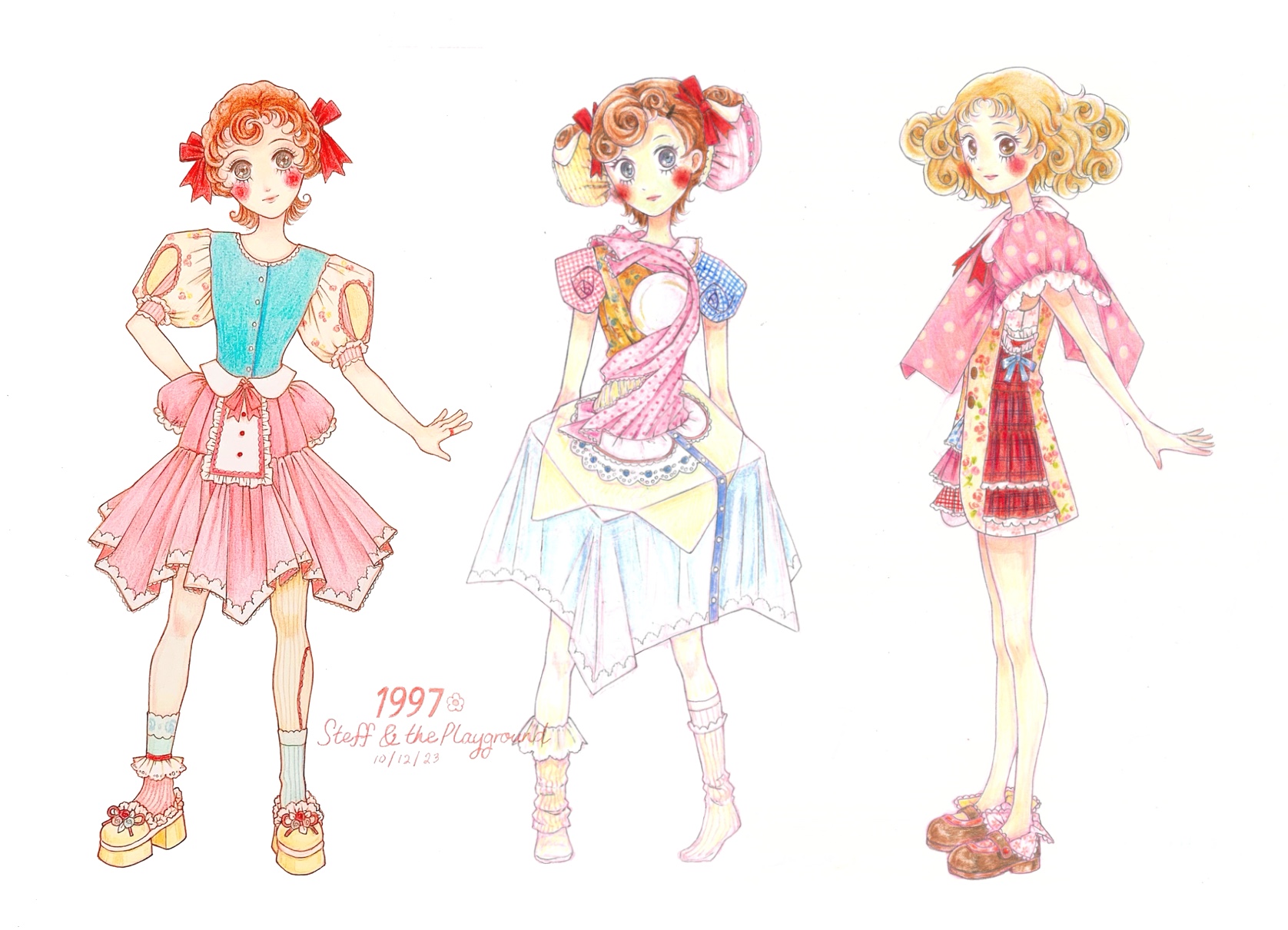Illustration of girls in cute outfits
